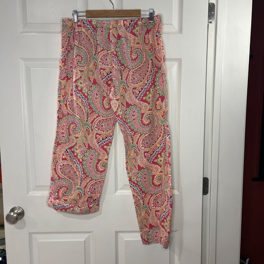 Vera Bradley Capri Melon PJ Pajama Pants Women's Size Large 100%‎ Cotton Paisley - Picture 3 of 10
